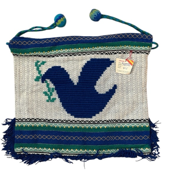 Artegran Handbags - New Handmade Wool Blend Drawstring Blanket Bag Purse Dove Olive Branch 15x15